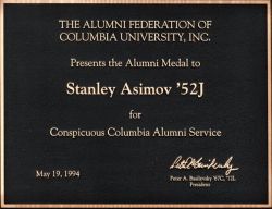 Columbia Alumni Medal Stan Asimov 1952Copy