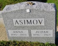 Gravestone of Anna & Judah Asimov. Mt. Golda Cemetery, Long Island 8.08