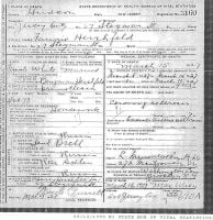 Fannie Orel Hershfield Death Certificate