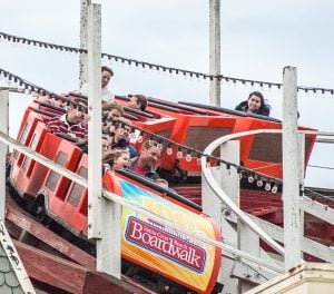 giant dipper roller coaster train
