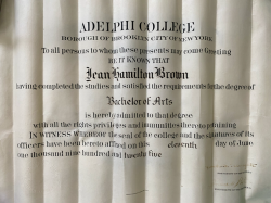 Jean Brown Adelphi College Diploma