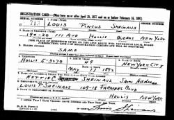 Louis Sheinaus WWII draft registration card