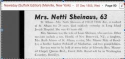 Nettie Pollakoff Sheinaus, obit in Newsday
