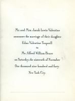 Edna Valentine - Alfred Bruce Wedding Invitation 1940