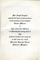 Eleanor Milicent Trapnell - John Alexander Hilleary Wedding Invitation 1941