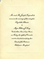 Elizabeth Sellman Trapnell - William J King Wedding Invitation 1944
