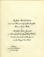 Marion Coles Willis - John Victor Zwinak Wedding Invitation 1939