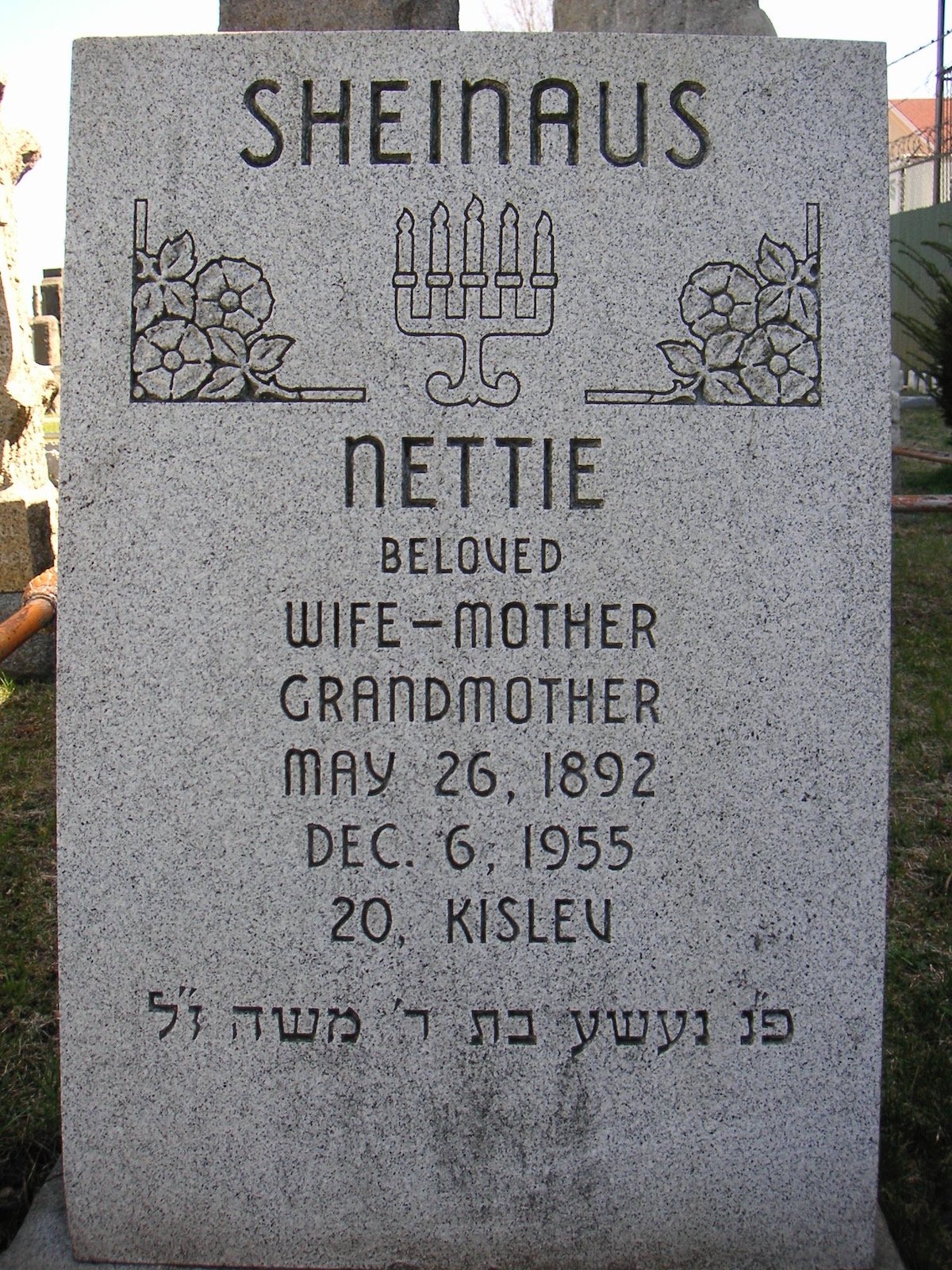 Nettie Sheinaus, Headstone, Washington Cemetary 2006
