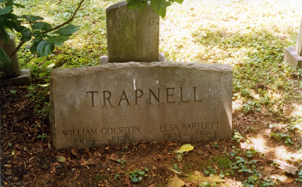 William Colston and Elsa Bartlett Trapnell Headstone