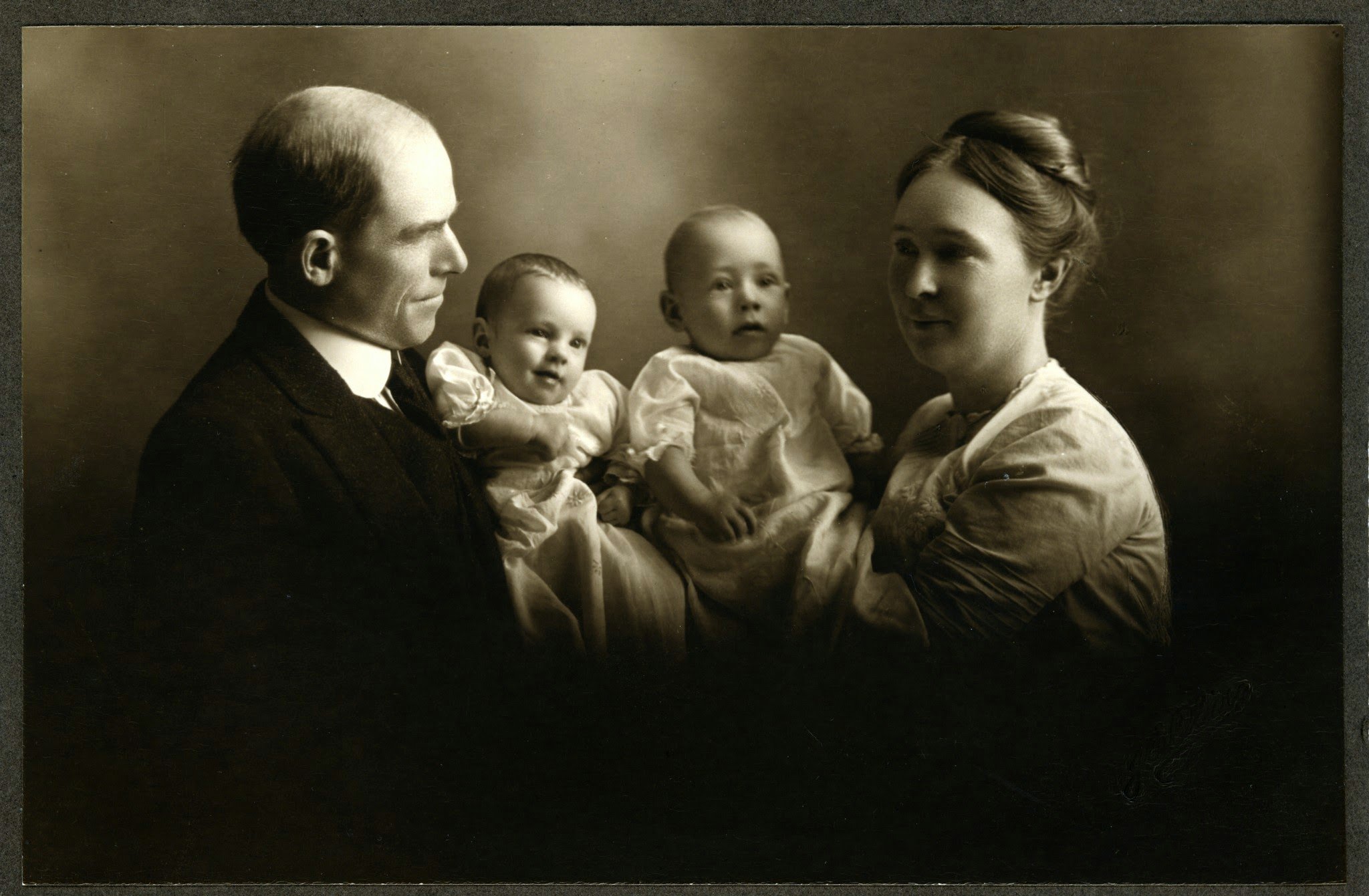 Walter and Mabel with baby twins circa 1913