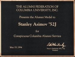 Columbia Alumni Medal Stan Asimov 1952Copy