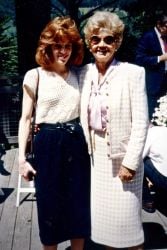 Cousins Nan Asimov and Vivian Lerner Thompson at Barb Karshmer's wedding in Oakland June 17, 1990