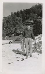 George Wilcox Shreve with fish nr Trinity river circa 1954